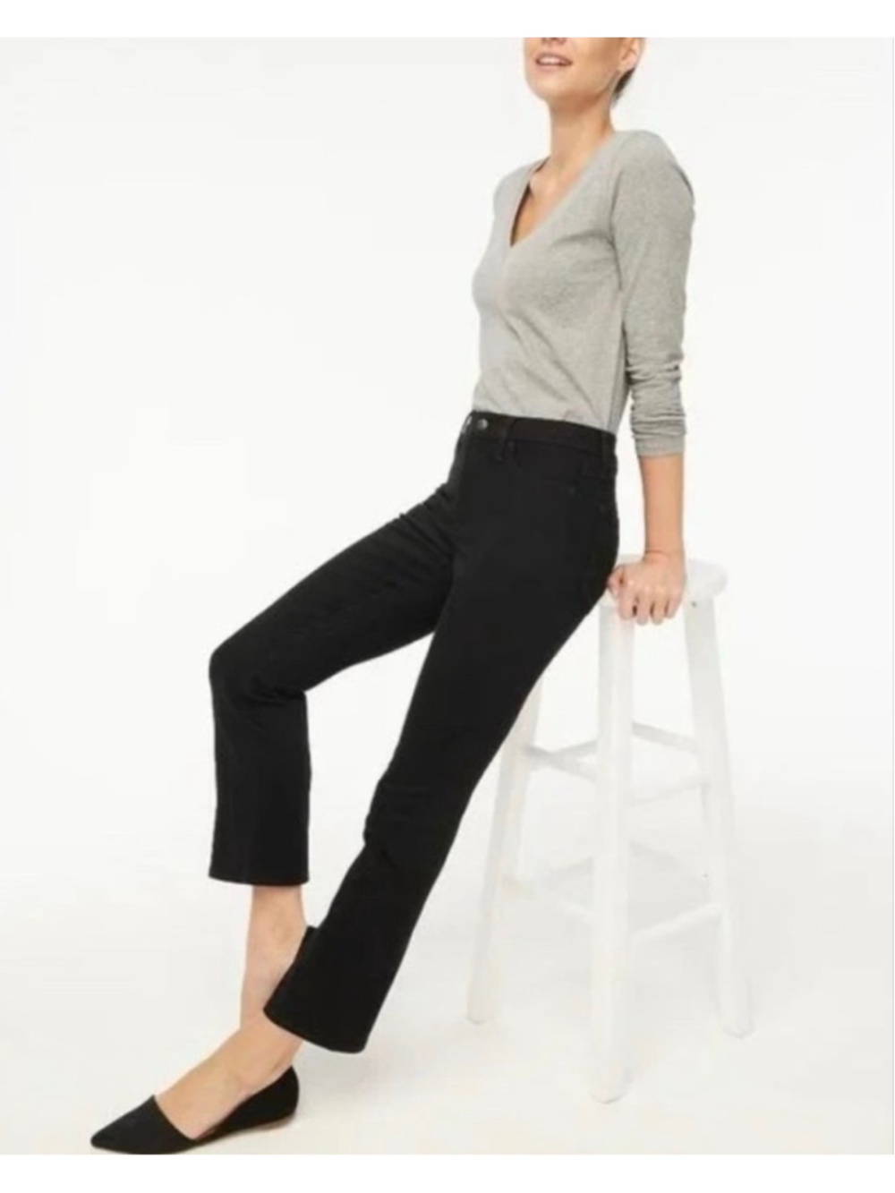 J. Crew Factory high rise crop flare soft black jeans size 2